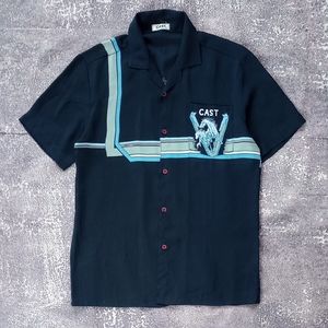 Men's Black Shirt with Blue Accents